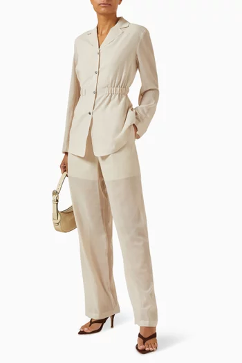 جاكيت بخصر مزموم مزيج صوف