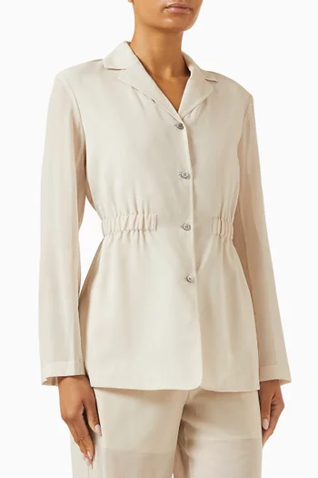 جاكيت بخصر مزموم مزيج صوف