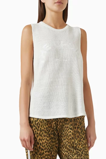 Tara Knit-logo Tank Top in Linen
