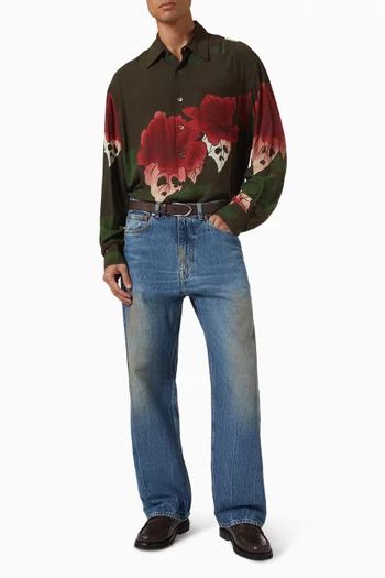 Floral-print Shirt in Cotton & Silk-blend