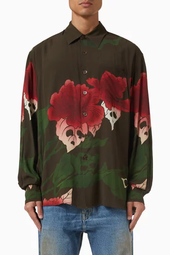 Floral-print Shirt in Cotton & Silk-blend
