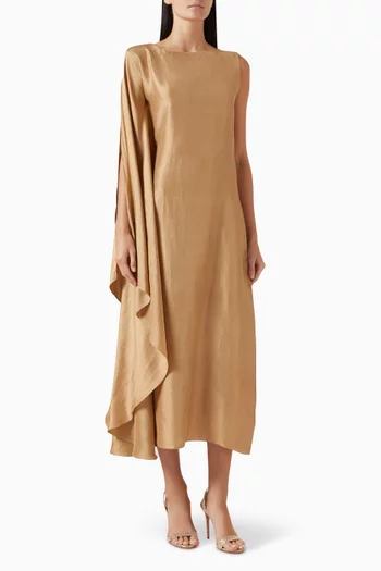 One-shoulder Kaftaan Maxi Dress in Silk