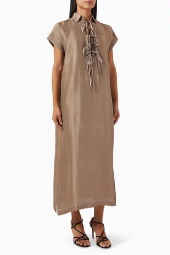 Tie-up Cord Boxy Dress in Pure Silk