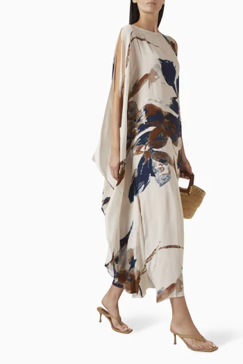 Hand-embroidered Printed Dress in Crepe