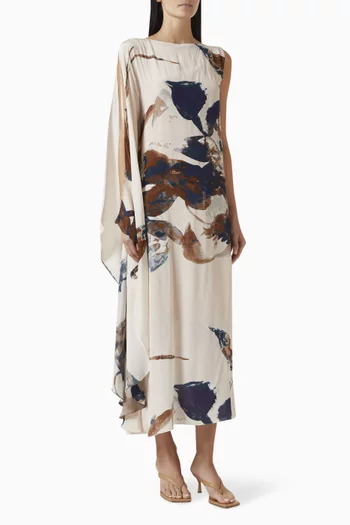 Hand-embroidered Printed Dress in Crepe