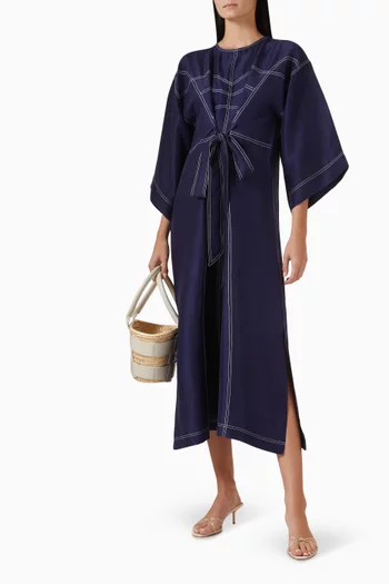 Detachable Belt Boxy Kaftan in Silk
