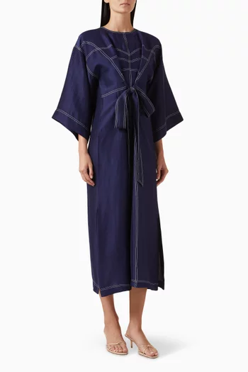 Detachable Belt Boxy Kaftan in Silk