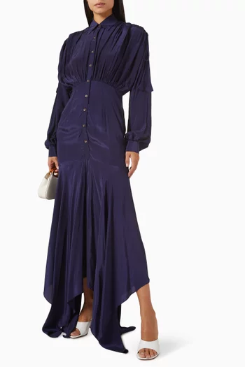Shoulder-detail Shirt Dress in Crepe