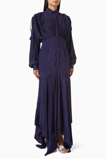 Shoulder-detail Shirt Dress in Crepe