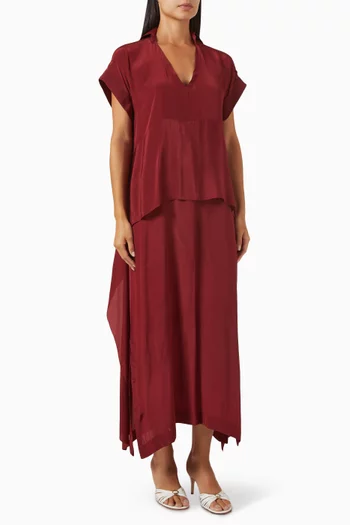 Panelled Draped Maxi Dress in Crepe