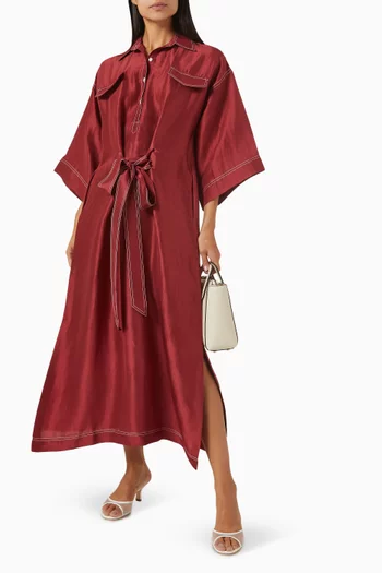 Detachable Belt Boxy Kaftan in Silk