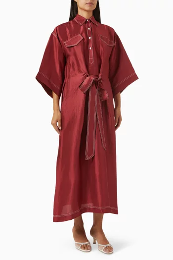 Detachable Belt Boxy Kaftan in Silk