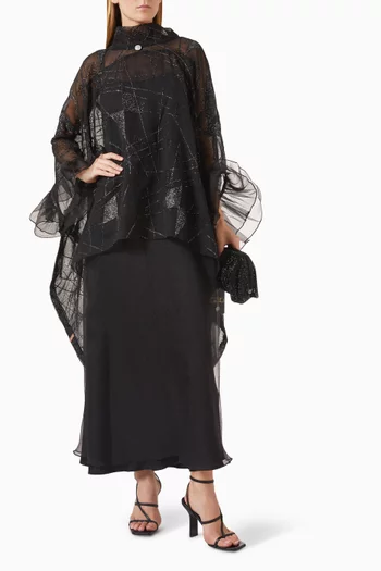 Convertible Embellished Abaya in Organza