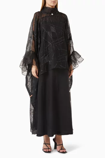 Convertible Embellished Abaya in Organza