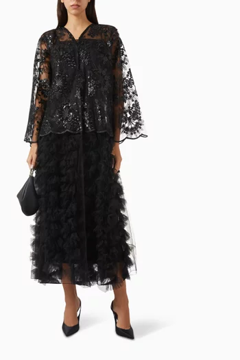 Sequin Lace Abaya in Tulle