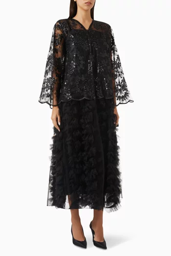 Sequin Lace Abaya in Tulle
