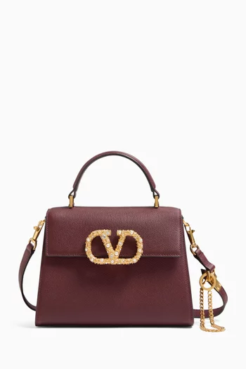 Small VSLING Top-handle Bag in Calfskin Leather