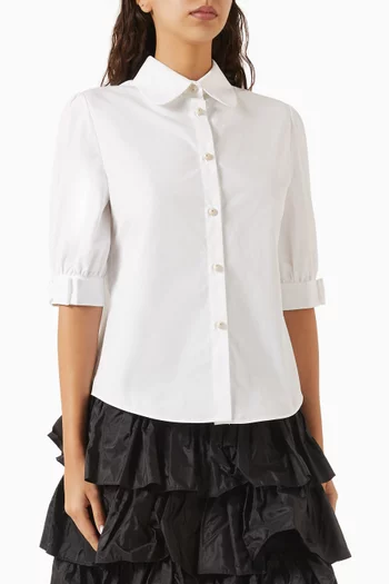 Bow-detail Shirt in Cotton Poplin