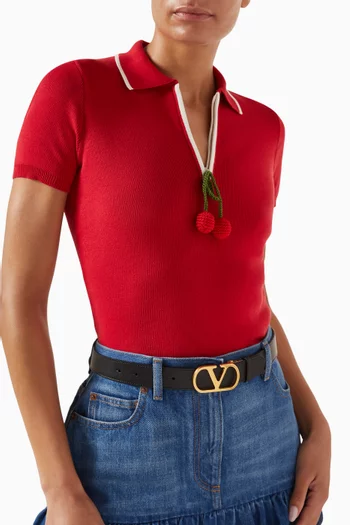 Valentino Garavani VLogo Signature Reversible Belt in Shiny Calfskin