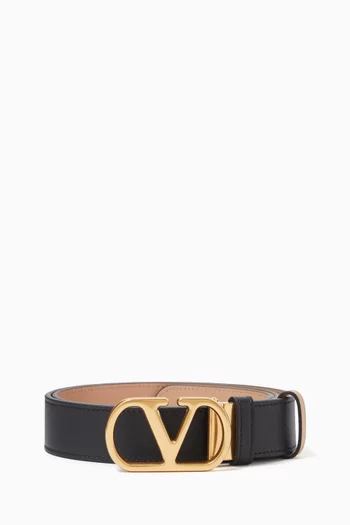 Valentino Garavani VLogo Signature Reversible Belt in Shiny Calfskin