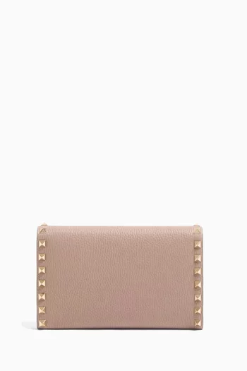 Rockstud Chain Wallet in Grainy Calfskin