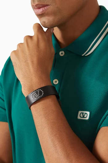 VLOGO Signature Bracelet in Leather & Metal