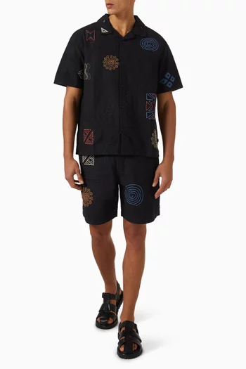 Kurt Doodle Embroidered Shorts in Cotton-blend
