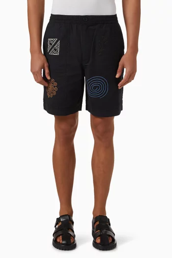 Kurt Doodle Embroidered Shorts in Cotton-blend
