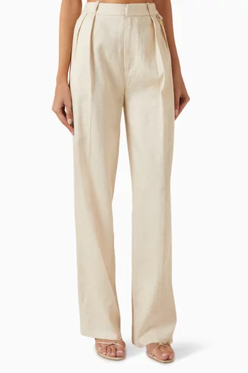 Twin Pleat Pants in Linen