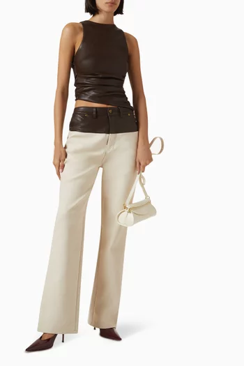 Yolande Asymmetric Racer Top in Vegan Leather
