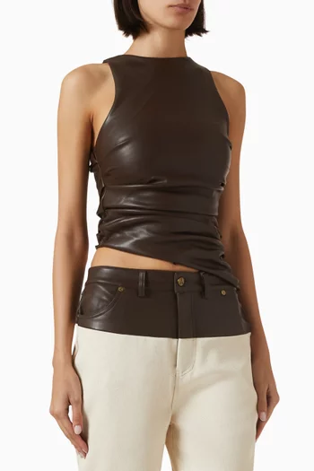Yolande Asymmetric Racer Top in Vegan Leather