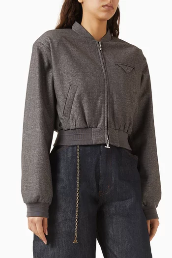 Wide Shoulder Bomber Jacket in Suede