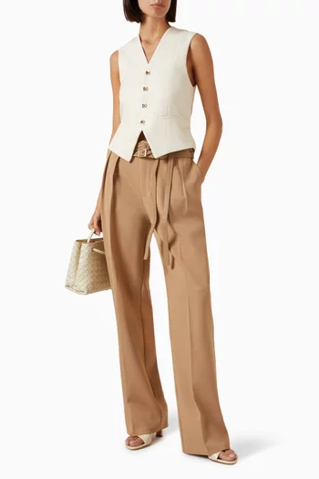 Twin Belt Tonal Pleated Pants