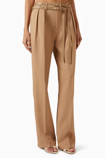 Twin Belt Tonal Pleated Pants