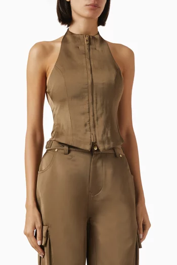 Claudette Halterneck Top in Satin