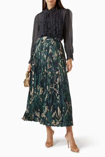 Floral-print Crinkled Midi Dress