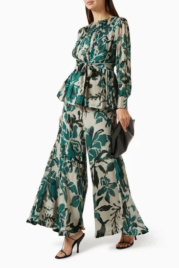 Floral-print Belted Top