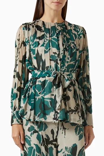 Floral-print Belted Top