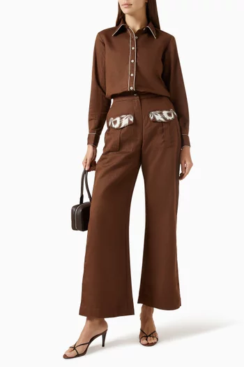 Embroidered Patch Pants