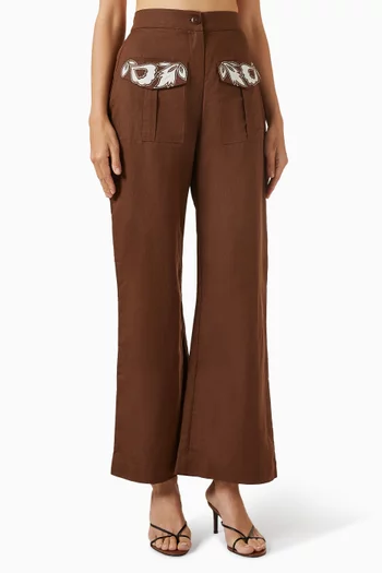 Embroidered Patch Pants