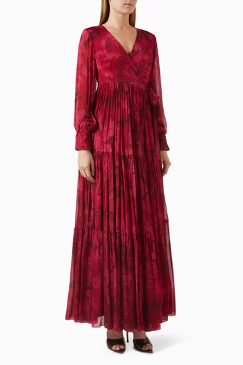 Floral Wrap Maxi Dress in Chiffon