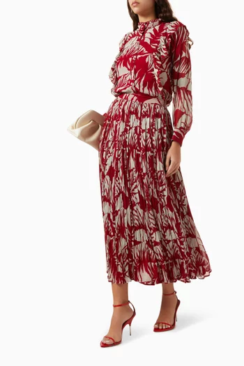 Floral-print Pleated Skirt