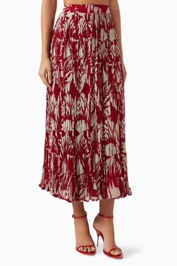 Floral-print Pleated Skirt