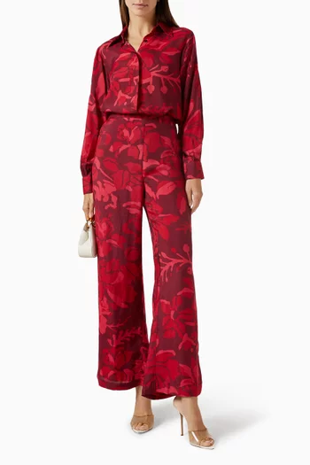Floral-print Pants