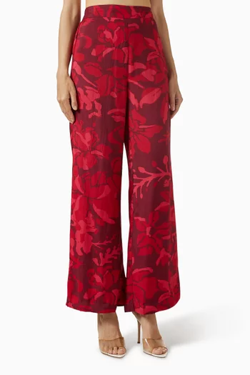 Floral-print Pants