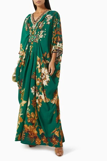 Imama Printed Kaftan in Bemberg Crepe