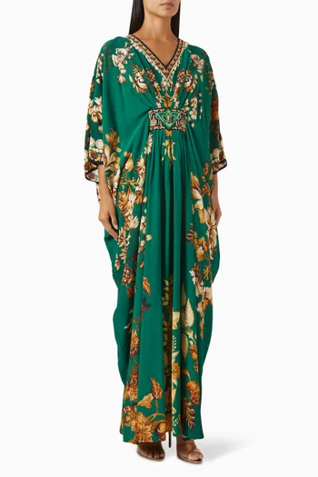 Imama Printed Kaftan in Bemberg Crepe