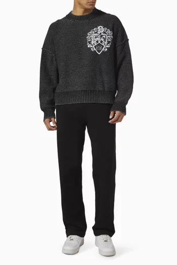 Collegiate Crest Sweater in Cotton Knit