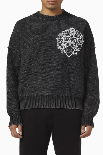 Collegiate Crest Sweater in Cotton Knit