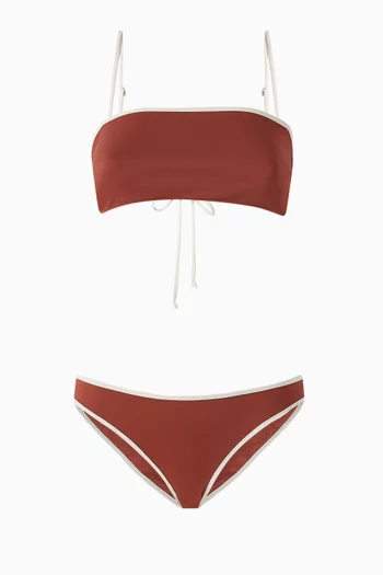 Edged Open-back Bralette Bikini Set